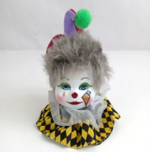 Vintage Porcelain Jester Harlequin Head Mardi Gras Clown 5&quot; Collectible Figurine - £7.67 GBP