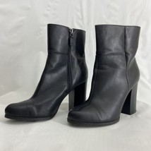Apt.9 Womans 7 Med Black Soft Faux-Leather Ankle Boot Block Heel Classic Fit - £13.55 GBP