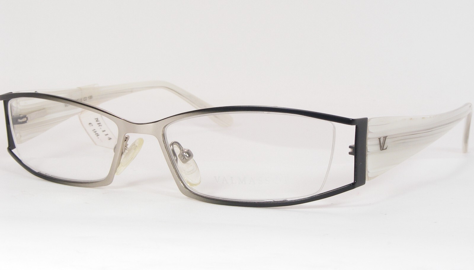 Valmassoi Vl199 C2 Argent / Noir Unique Rare Lunettes Monture 51-15-135 - $66.31