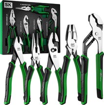 SK 5-Piece Pliers Set, 8&quot; Long Nose Pliers, 9.5&quot; Linesman Pliers, 8&quot; Slip Joint - £108.23 GBP