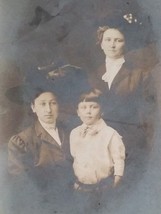 RPPC Handsome Young Man with Sisters in Hats Portrait Postcard AZO c1904-1918 - $7.99