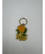 Vinage Metal Dallas Texas Souvenir Keyring Yellow Rose - $9.41