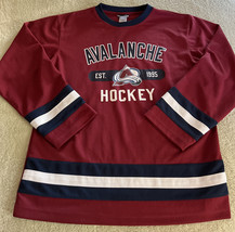 Colorado Avalanche Hockey Boys Burgundy Navy Blue Long Sleeve Sweater Jersey 18 - £19.27 GBP