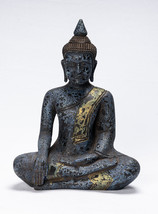 Antik Khmer Stil Se Asien Sitzender Holz Erleuchtung Buddha Statue - 39c... - $432.56