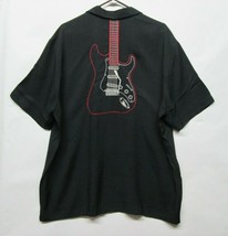 Fender by Davinci USA Made Rayon Pearl Snap Shirt Sz L Black Strat Guita... - $31.09