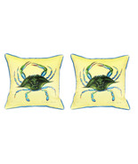 Pair of Betsy Drake Female Blue Crab Large Indoor Outdoor Pillows18 In X... - £69.91 GBP