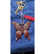 New Betsey Johnson Necklace Butterfly Red Rhinestone Summer Collectible ... - £11.72 GBP
