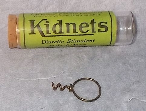 Vintage Medicine Glass Corked Tube Kidnets Diuretic Stimulant with Cork Puller  - $24.95
