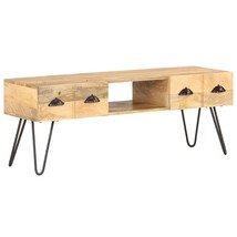  TV Cabinet Natural Mango Wood Solid Mango Wood, Iron - $2,748.43 MXN