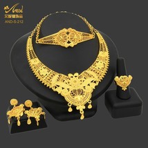 Jewelery Dubai Women&#39;s Necklace Wedding Jewelry Sets African Gold Plated Bridal  - £35.41 GBP