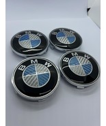 BMW 68mm Blue White Carbon Fiber Wheel Center Caps Set of 4, BMW Hubcaps... - $644.11 MXN
