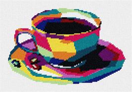 Pepita Needlepoint Canvas: Coffee Cup in Shapes, 10&quot; x 7&quot; - $50.00
