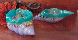 Set of 2 Shell Conch Small Faux Planter Succulent Dried Plants Trinkets ... - $12.65