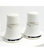 Vintage Salt &amp; Pepper Shakers Nasco Japan White Silver with Floating Lea... - £7.43 GBP