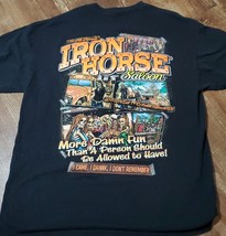 Vtg Y2K Iron Horse Saloon SZ LG Big Print Biker Skull Graphic Pocket T-Shirt - £29.41 GBP