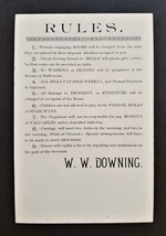 1880 Antique Guest Rules Pa W W Downing Rooms For Rent Carriage Servants Train - £71.18 GBP