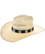 Navajo Old Style Turquoise Sterling Silver Concho Leather HAT BAND Adjus... - £217.27 GBP
