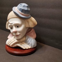 Sad Clown Head Figurine on Wood Base, Meico Porcelain, Paul Sebastian Feelings image 6