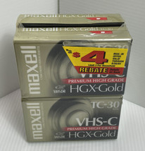 Pack Of 4 Maxwell VHS-C TC-30 HGX-Gold Premium High Grade Video Tapes New Sealed - £12.84 GBP