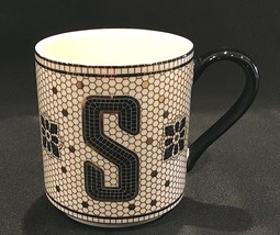 Anthropologie Bistro Tile Margot Stoneware Monogram 14oz. Coffee Mug Letter S - £18.00 GBP