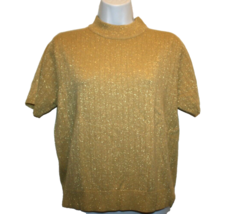 Sag Harbor Petite Sweater Top Shirt Short Length Gold Sparkle Size Small S - £14.33 GBP