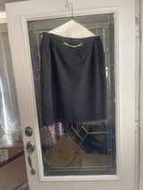 Celine Paris Pencil Skirt Womens Size 48 US 16 Gray 100% Wool Gold Chain... - $143.55