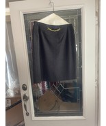 Celine Paris Pencil Skirt Womens Size 48 US 16 Gray 100% Wool Gold Chain... - $196.33 CAD