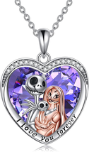 Nightmare Necklace for Her 925 Sterling Silver Jack and Sally Necklace Jack and - $160.85