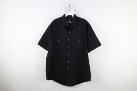 Vintage 90s Rockabilly Mens Large Faded Western Rodeo Snap Button Shirt Black - £38.14 GBP