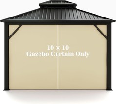 Gazebo Universal Replacement Privacy Curtain – Hugline 10&#39; X 10&#39; Gazebo, Beige - $43.98