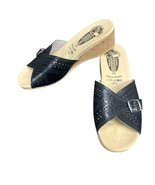 Worishofer Women&#39;s Black Leather Cork Wedge Mule Sandals Shoes 11 US / 4... - $67.68 CAD