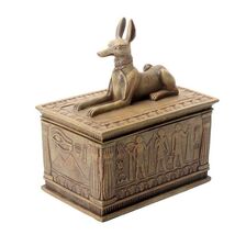 Ancient Egyptian Sandstone Anubis God of the Afterlife Small Jewelry Tri... - $20.98