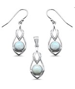 Sterling Silver Natural Larimar &amp; CZ Teardrop Shape Set - €65,20 EUR
