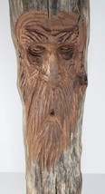 Wood Carved Tree Spirit Forest Gnome Wizard Bearded Man Folk Art 18&quot; - £65.93 GBP