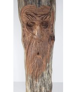 Wood Carved Tree Spirit Forest Gnome Wizard Bearded Man Folk Art 18&quot; - $82.49