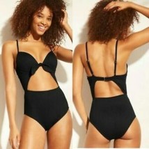 32B Shade &amp; Shore Cute One-Piece Monokini Swimsuit ~ Black ~ High Waist - $22.49