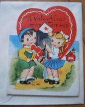 Mid Century A Meri Card Valentine For Teacher Card 1960s Unused - $4.99