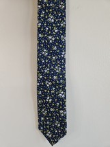 J Crew Blue Floral Pattern Narrow Neck Tie, 100% Cotton - $12.34