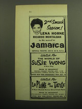 1958 Broadway Plays Ad - Jamaica, The World of Susie Wong, La Plume de ma Tante - £14.73 GBP