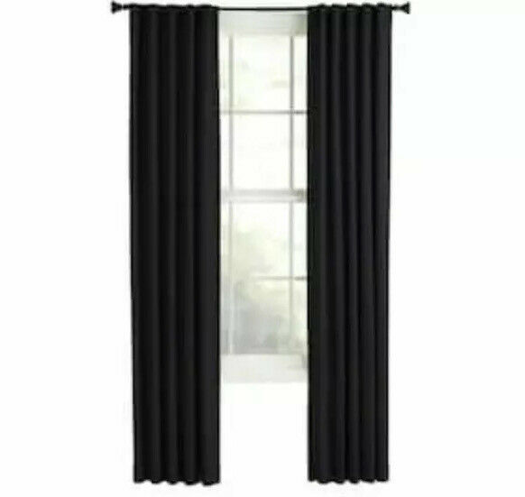 Style Selections Bernard 63"&84" Black Polyester Back Tab Single Window Curtain - $14.85 - $16.78
