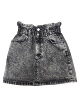 Topshop Paper Bag/crinkle effect Waist Acid Wash Black Denim Skirt Women&#39;s Sz 2 - £14.82 GBP
