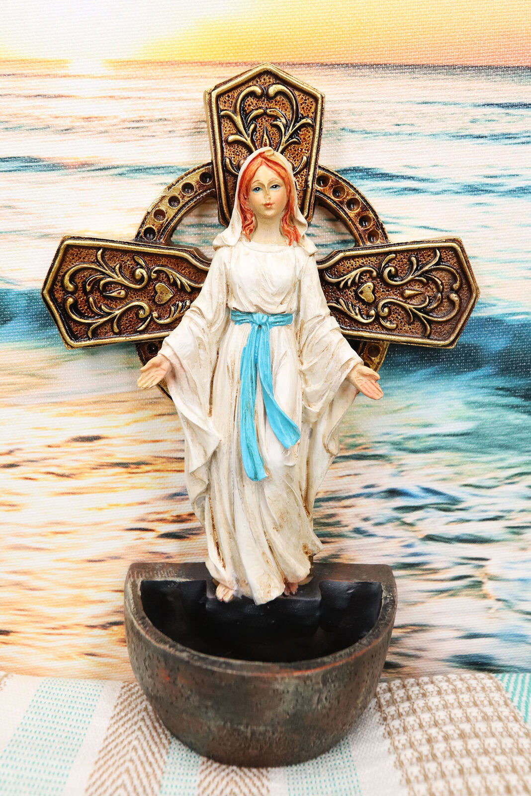 Ebros Lady of Grace Mary Wall Mounted Or Desktop Dresser Plaque Holy Wat... - $16.99