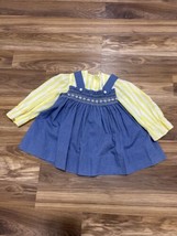 Vintage Sears Winnie the Pooh Dress Girl&#39;s Size 4 Perma Prest Chambray Daisies - £12.14 GBP