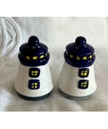Nautical Mini Lighthouse Salt &amp; Pepper Shakers Blue White 1.5” Unmarked - €7,60 EUR