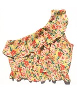 American Eagle One Shoulder Floral Top Women Size XL Ruffle Yellow Tropical - $12.89