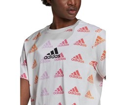 adidas Womens Cotton Essentials Boyfriend-Fit Gradient-Logo T-Shirt Medium - £33.57 GBP