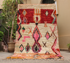 Vintage Moroccan carpets Handmade wool rug Boujad rug Pink colorful area rug - £314.51 GBP