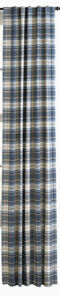 Style Selections Bernard Plaid Panel Drape, 84" X 40" Back Tab, Blue Traditional - $18.95
