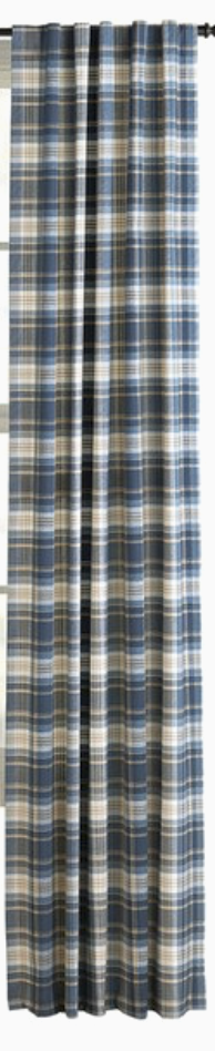 Style Selections Bernard Plaid Panel Drape, 84" X 40" Back Tab, Blue Traditional - £14.16 GBP