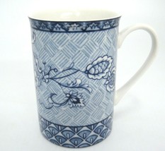 222 Fifth Blue Dynasty Mug Floral Tone on Tone Tall and Skinny - £7.39 GBP